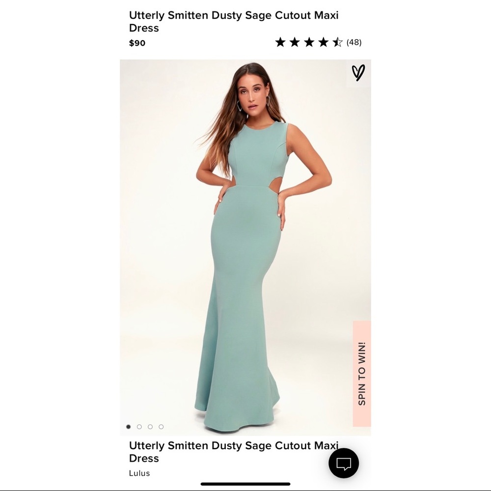 Lulu's Utterly Smitten Sage Maxi Dress NWOT